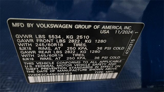 2025 Volkswagen Atlas Cross Sport 2.0T SE