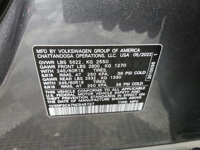 2022 Volkswagen Atlas 2.0T SE