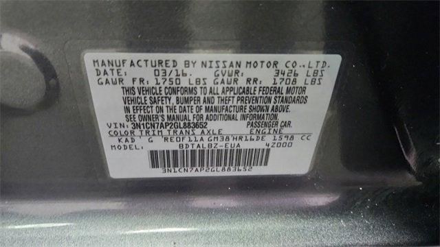 2016 Nissan Versa SV