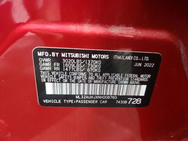 2022 Mitsubishi Mirage ES